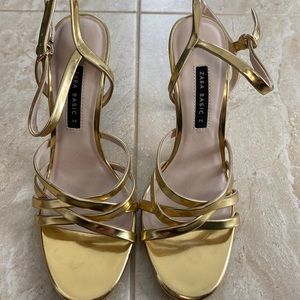 Zara gold strappy heels